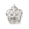 Brass Pendants, Star, Hollow, Real Platinum Plated, 31x28x10mm, Hole: 2mm