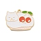 Cartoon Alloy Enamel Pendants, Cat with Cherry Charms, Light Gold, White, 23x28.5x1.5mm, Hole: 1.8mm