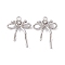 Brass Micro Pave Clear Cubic Zirconia Pendants, Bowknot, Real Platinum Plated, 24x18x6mm, Hole: 1.6mm