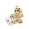 Santa Claus Brass Micro Pave Cubic Zirconia Pendants, Lead Free & Cadmium Free Charms , Real 18K Gold Plated, 21.5x23x7mm, Hole: 1.2mm