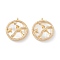 Real 18K Gold Plated Brass Micro Pave Clear Cubic Zirconia Pendants, with Shell, Long-Lasting Plated, Flat Round with Constellation, Sagittarius, 21x18x3mm, Hole: 1.8mm