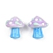 Handmade Lampwork Enamel Beads, Hand Drawn Beads, Mushroom, Light Blue, 17.5~18.5x15~15.5mm, Hole: 1.2mm