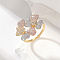 Flower Brass Micro Pave Clear Cubic Zirconia Finger Rings, Multi-color, US Size 6(16.5mm)