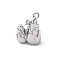 Brass Rhinestone Crystal Pendants, Bamboo Shoots Charm, Real Platinum Plated, 14.5x10x5.5mm, Hole: 1.2mm