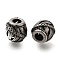 304 Stainless Steel European Beads, Large Hole Beads, Rondelle, Antique Silver, 9.5x9.5mm, Hole: 4mm