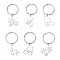 6Pcs 201 Stainless Steel Keychain, Mixed Shapes, with Ring, Stainless Steel Color, 49.5~55mm