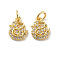 Chicken Brass Micro Pave Clear Cubic Zirconia Charms, with Jump Rings, Cadmium Free & Lead Free, Golden, 12x9x1.8mm, Hole: 3mm