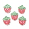 2-Hole Printed Opaque Resin Buttons, Strawberry, Red, 15x13x2.3mm, Hole: 1.2mm
