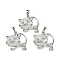 Natural Quartz Crystal Kitten Pendants, Brass Rock Crystal Cute Cat Shape Charms, Platinum, Long-Lasting Plated, Rack Plating, 28.5x30.5x10mm, Hole: 8x5mm