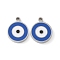 304 Stainless Steel Charms, with Enamel, Evil Eye Charms, Stainless Steel Color, 13x10.5x2mm, Hole: 1.4mm