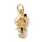 Brass Micro Pave Colorful Cubic Zirconia Glass Pendants, Real 18K Gold Plated, Mermaid, 15x7x3.2mm, Hole: 3.2mm