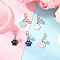 Paw Print Alloy Enamel Pendant Decorations, with Zinc Alloy Lobster Claw Clasps and Brass Bell Charms, Mixed Color, 28.5mm, 5pcs/set