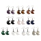 Rack Plating Moon Brass Dangle Earrings for Women, with Natural & Synthetic Mixed Stone, Cadmium Free & Lead Free, 50x21mm