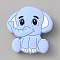 Elephant Silicone Beads, Light Sky Blue, 29x29x10mm, Hole: 2mm