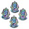 Alloy Pendants, Cadmium Free & Lead Free, Pharaoh, Rainbow Color, 36x26x5mm, Hole: 2.5mm