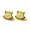 Handmade Lampwork Beads Strands, Frog, Yellow, 13x15.5x12.5mm, Hole: 2mm, about 20pcs/strand, 17.87''(45.4cm)