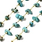 Handmade Synthetic Turquoise Chip Beaded Chains, Soldered, with Rack Plating Brass Findings, Long-Lasting Plated, Lead Free & Cadmium Free, with Spool, Real 18K Gold Plated, 3~8x2~4x3~4mm