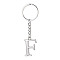 Alloy Keychains, with Split Key Ring, Platinum, Letter F, 90mm, Pendant: 35x23x3.8mm