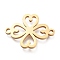 304 Stainless Steel Links Connectors, Laser Cut, Clover, Golden, 15x20.5x1mm, Hole: 1.5mm
