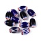 Handmade Millefiori Glass Barrel Beads, Chevron Beads, Dark Blue, 19~25x10~16mm, Hole: 0.5~5mm