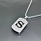 Rectangle with Laser Cut Letter 201 Stainless Steel Initial Pendant Necklaces, Stainless Steel Color, Letter S, 23.62 inch(60cm)
