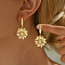 Stainless Steel Sunflower Dangle Earrings, Golden, 43x23mm