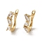 Brass Hoop Earrings, with Glass, Light Gold, 20x4.5mm