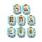 Barss Pendants, with Plastic Beads and Paper, Rectangle with Fantastic Saints, Cadmium Free & Nickel Free & Lead Free, Light Sky Blue, 27x22x6mm, Hole: 2.2mm