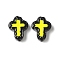 Baking Paint Glass Enamel Beads, Hand Drawn Beads, Cross, Black, 14.5x11.5x4mm, Hole: 1mm