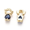 Golden Plated Brass Charms, with Cubic Zirconia, Girl, Blue, 11x8x3.5mm, Hole: 1x2.5mm