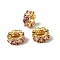 Large Hole Ring Brass Micro Pave Cubic Zirconia Spacer Beads, Pink, 11x4mm, Hole: 5mm