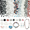 PH PandaHall 510pcs 14 Styles Black White Glass Beads 8mm Cracked Beads Flower Beads Star Shell Beads Round Loose Beads Butterfly Glass Beads Pearl Beads for Jewelry Making Bracelets