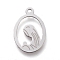 Non-Tarnish 304 Stainless Steel Pendants, Laser Cut, Oval with Virgin Mary, Stainless Steel Color, 19x12.5x0.5mm, Hole: 1.5mm