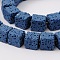 Natural Lava Rock Beads Strands, Cube, Dyed, Blue, 6.5x6.5x6.5mm, about 60pcs/strand, 15.60''(39.63cm)
