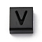 Ion Plating(IP) 304 Stainless Steel Square Slide Charms, Black, Letter V, 9x8x4mm, Hole: 3.5x8.5mm
