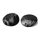 スプレー塗装された天然アコヤ貝ペンダント  貝殻の母  フラットラウンドのチャーム  ブラック  20.5x1~3mm  穴：1.5mm SHEL-F007-15B-15-3