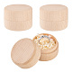 Round Beechwood Jewelry Storage Gift Box with Lid CON-WH0085-57-1