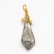 Electroplate Golden Wire Wrapped Gemstone Natural Rough Raw Crystal Pendants G-L133-08D-2