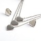Heart 304 Stainless Steel Tri-Tiered Necklaces and Ear Studs Jewelry Sets SJEW-P110-01-1
