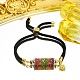 Handmade Seed Column Link Slider Bracelet with Sun Charms BJEW-MZ00027-2