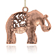 Red Copper Plated Alloy Rhinestone Elephant Pendants ALRI-J057-01R-NF-2
