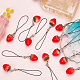 Cute Strawberry Decoration Nylon Phone Charms Strap HJEW-PH01742-3