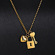 Halsketten mit Herz- und Schlüssel- und Schlossanhänger aus Edelstahl AR9814-1-3