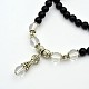 Jade teint naturel ronde perles bracelets wrap triples BJEW-E228-06-2