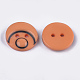 樹脂ボタン  2穴  フラットラウンド  オレンジ  15x3mm  穴：2mm  約1000個/袋 BUTT-Q041-06A-03-3
