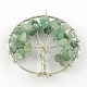 Tree of Life Natural Green Aventurine Bead Brass Wire Wrapped Big Pendants G-S202-06-1