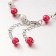 Round Glass Pearl Anklets AJEW-AN00062-3