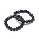 Synthetic Black Stone Bead Stretch Bracelets BJEW-K212-B-032-1