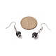 Boucles d'oreilles pendantes rondes en pierre synthétique noire et perles de verre EJEW-JE05163-3
