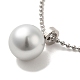Collier pendentif rond en perles naturelles avec 304 chaînes boules en acier inoxydable NJEW-K255-01P-2